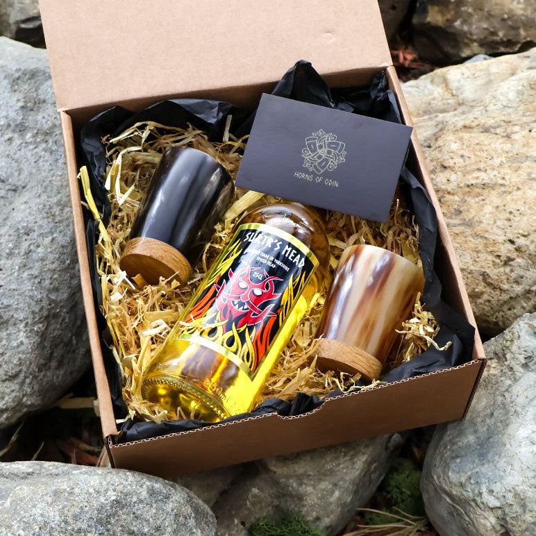 Horn Shot Glass and Mead Gift Set