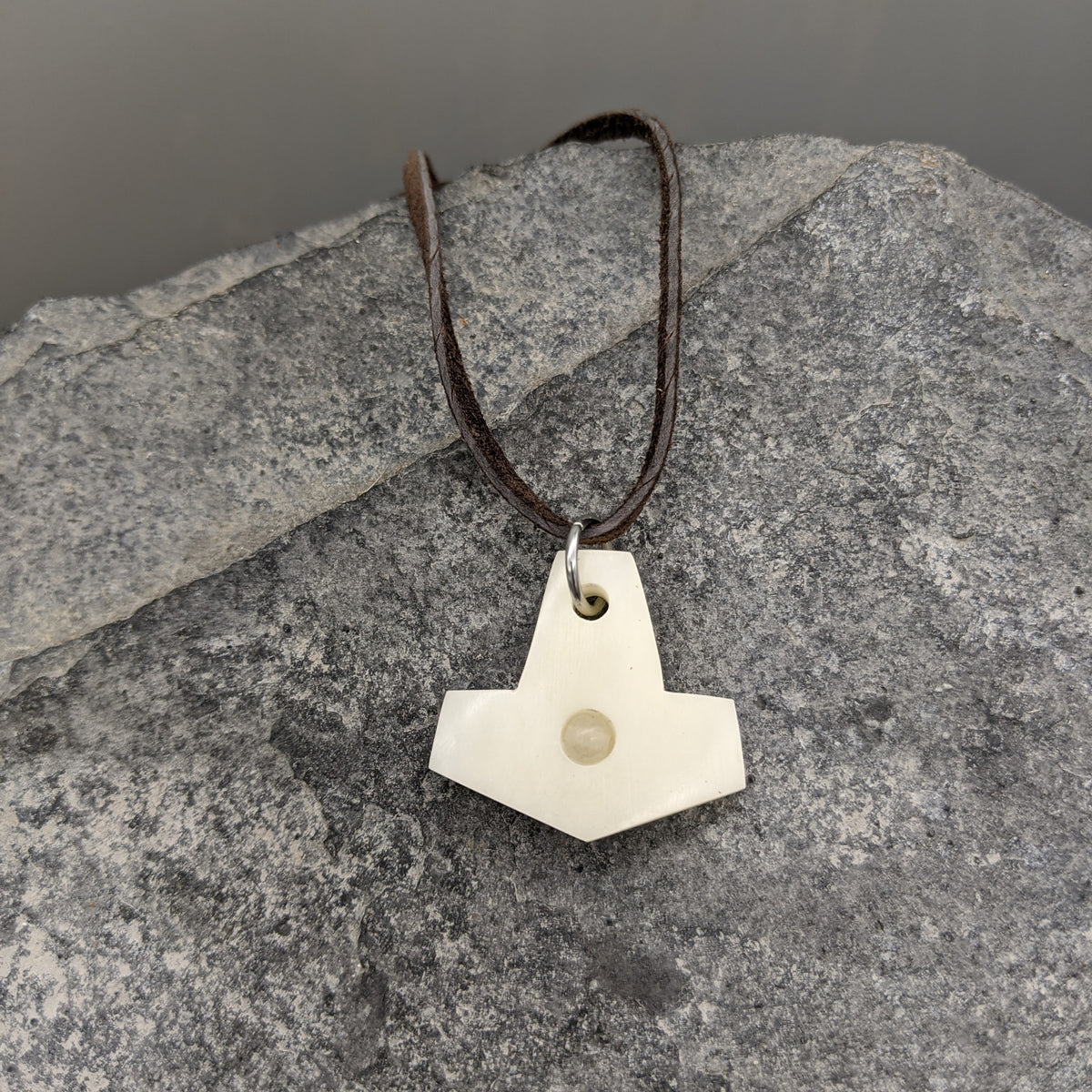 Buffalo Bone and Gemstone Mjölnir pendant